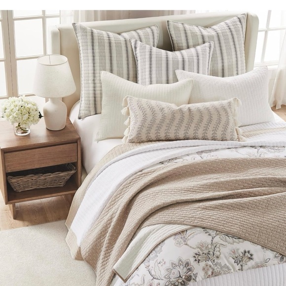 Levtex Cream and Gray Floral Comforter Set - Picture 3 of 7